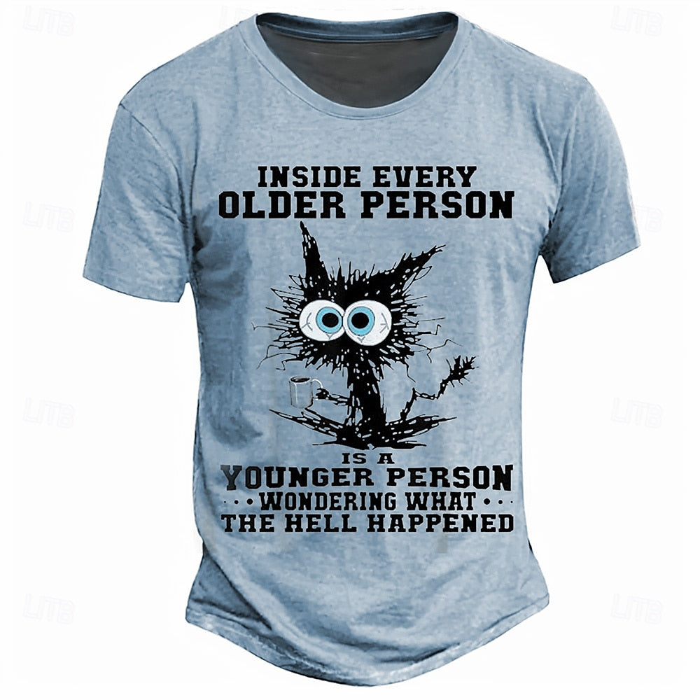 Men's Graphic Cat Slogan T shirt Short Sleeve T shirt