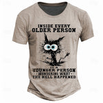Men's Graphic Cat Slogan T shirt Short Sleeve T shirt